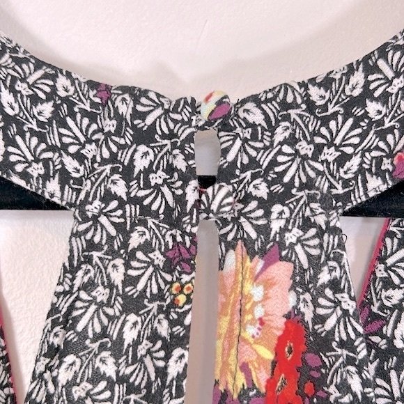 Free People Dream Darlin’ Black Purple Women’s Size M 100% Rayon Boho Tank Top - Picture 13 of 16